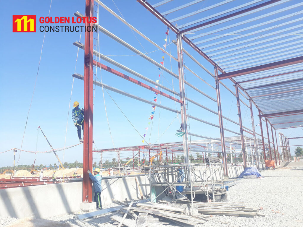 Dự án 08 BW Thới Hòa tiến hành lắp dựng cột kèo thép khu vực A7
